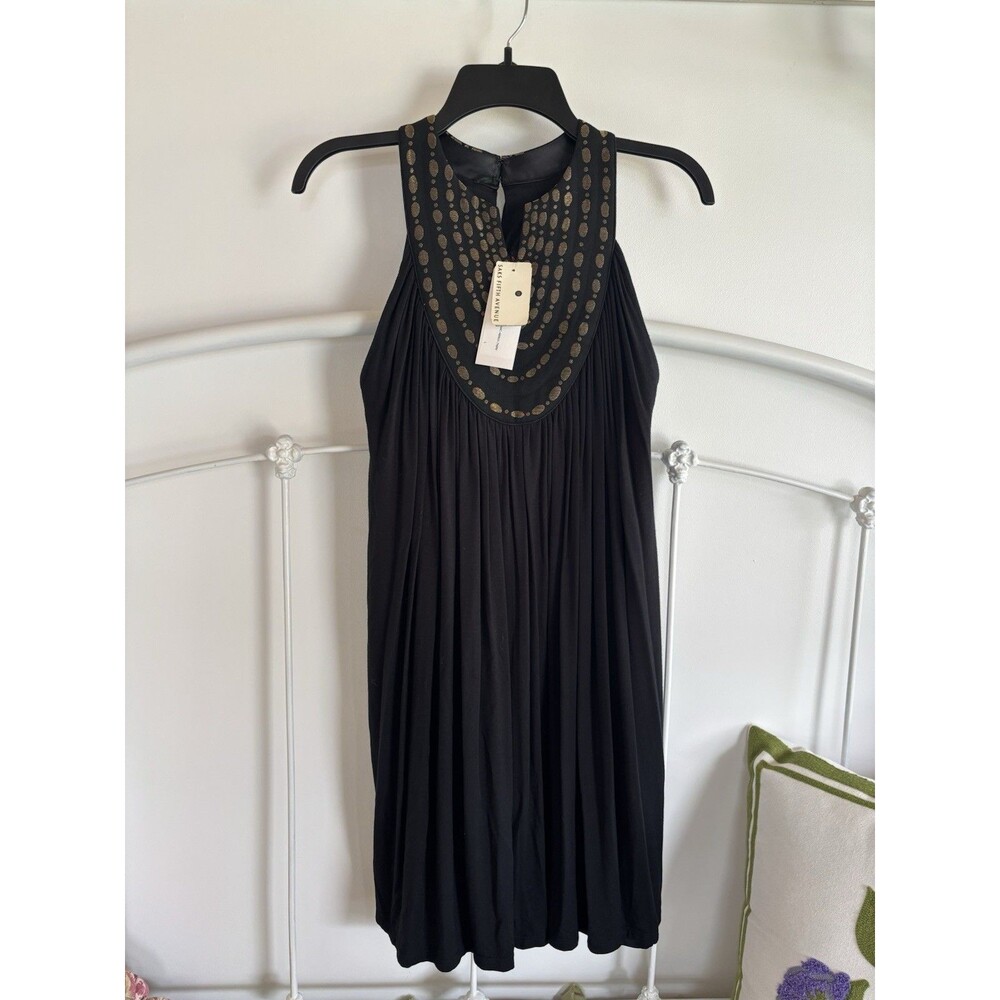NWT Saks Fifth Avenue Y2K Egyptian little black dress whimsigoth gold $1000 LG
